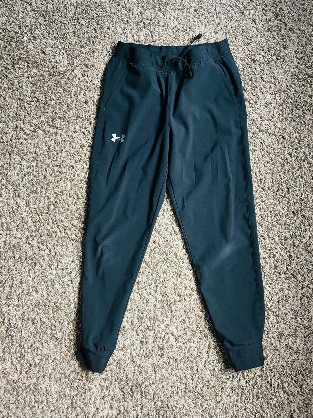 Under Armour Girls’ Black Jogger Pants with White Logo